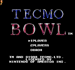 Tecmo Bowl title screen for NES